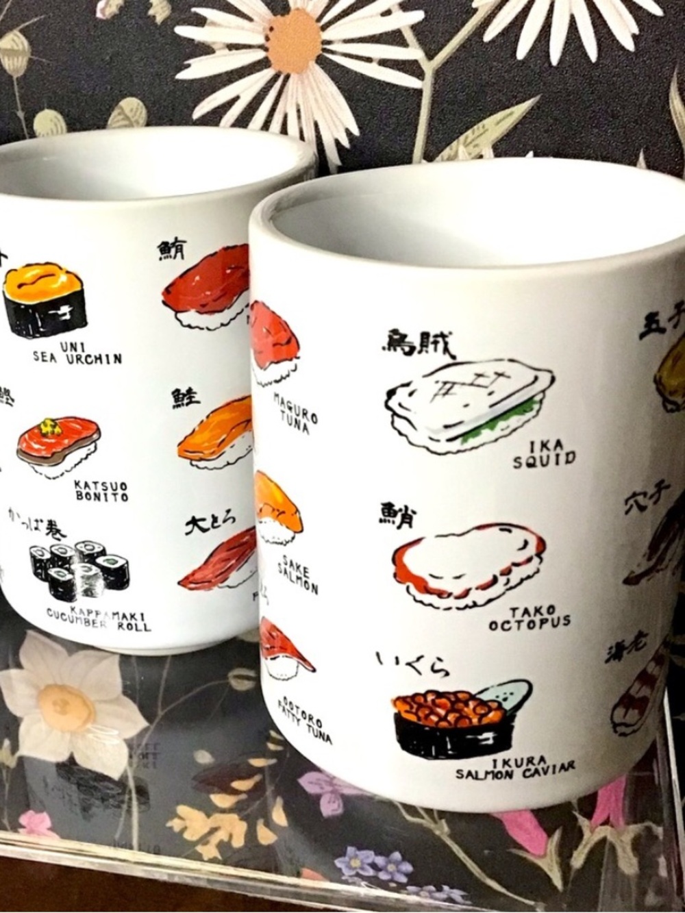 Two tea or espresso cups sushi bundle lot